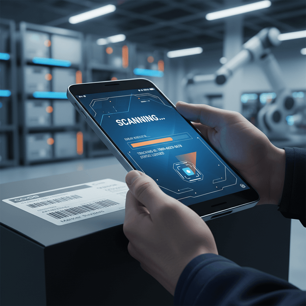 Courier using mobile device for package tracking and documentation