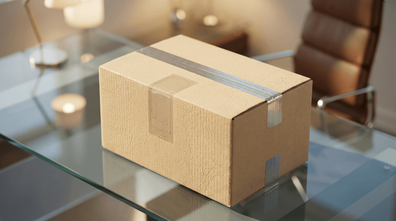 Courier securing document in delivery bag